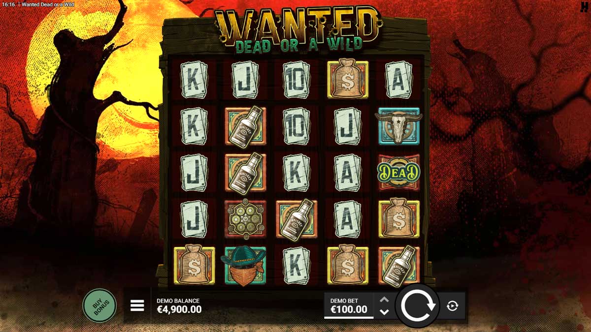 Wanted Dead or a Wild slot machine game screenshot